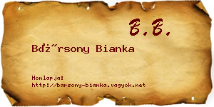 Bársony Bianka névjegykártya